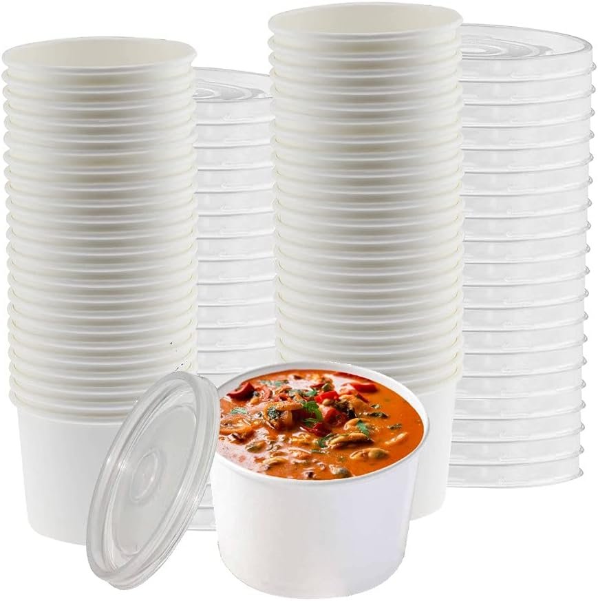 Contenedores de sopa de papel de 8oz con tapas, 50 unidades, Marca Blanca, disponibles a través de nuestro Proveedor. Logo Personalizado disponible. Contenedores de sopa de papel de 8oz con tapas, 50 unidades, Marca Blanca, disponibles a través de nuestro Proveedor. Logo Personalizado disponible.