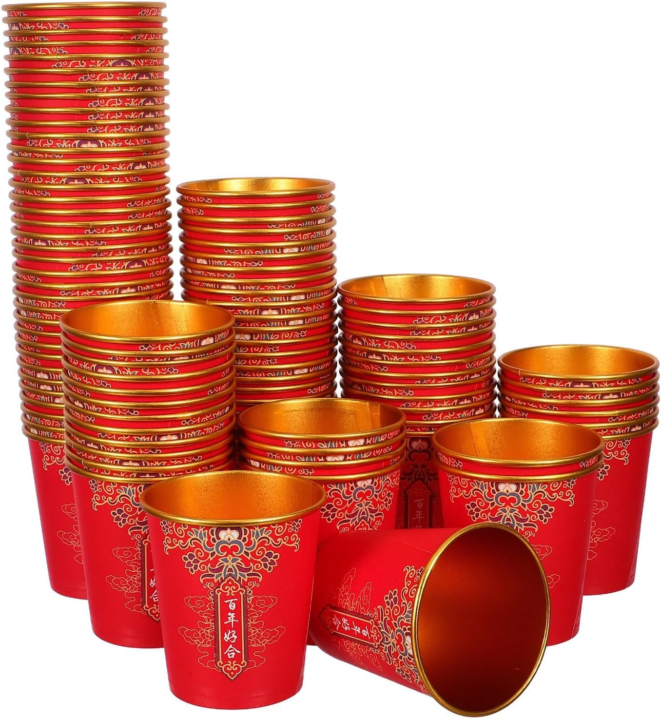 Copa de papel roja para bodas con 100 piezas, personalización de logo, copas desechables gruesas para té y café en recepción y ceremonia de té, proveedor.