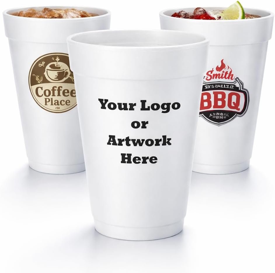 Cupos de espuma personalizables de 20 oz – Copas desechables con texto o logo personalizado para fiestas, eventos, bodas y negocios | Marca blanca de vasos de poliestireno de nuestro proveedor. Cupos de espuma personalizables de 20 oz – Copas desechables con texto o logo personalizado para fiestas, eventos, bodas y negocios | Marca blanca de vasos de poliestireno de nuestro proveedor.