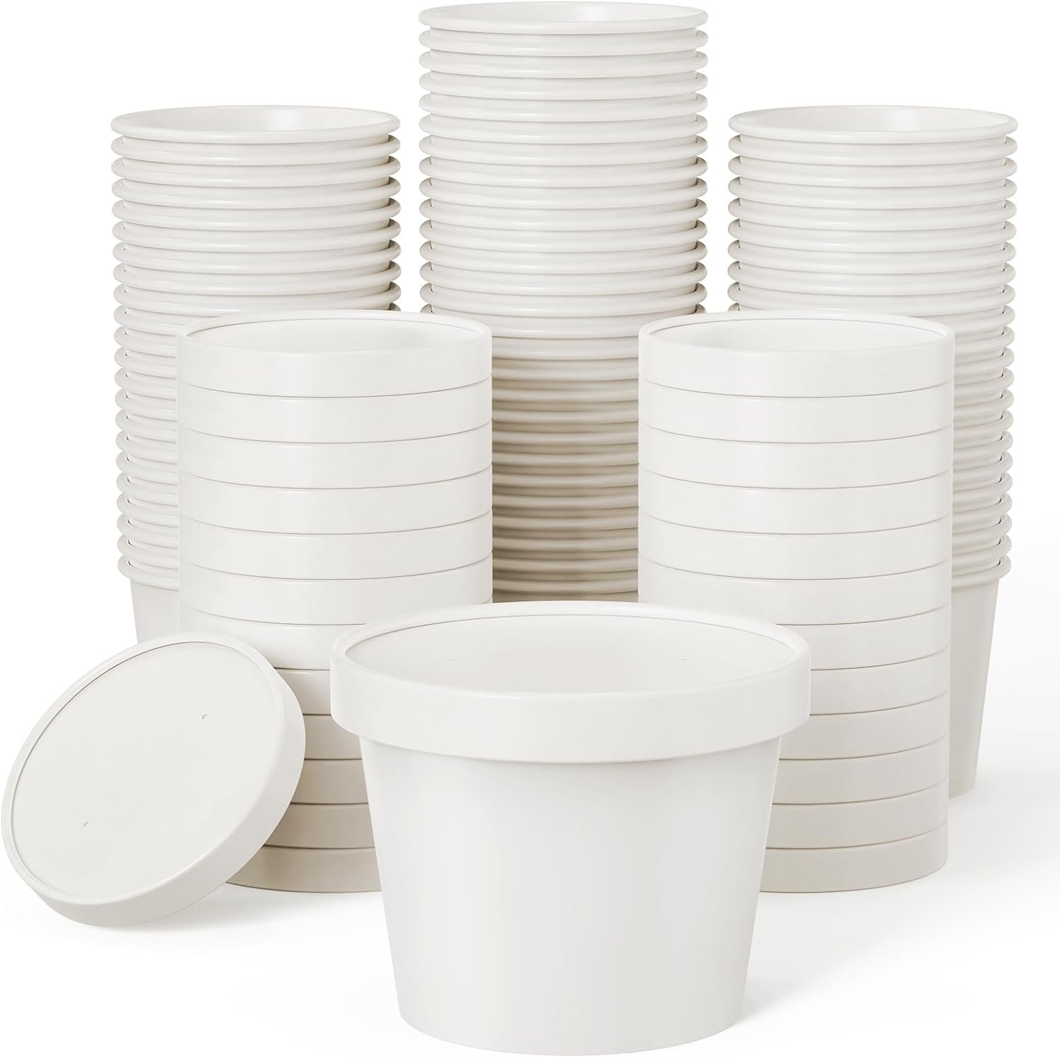 Envases de Papel para Sopa de 12oz con Tapa, 50 unidades, Personalizados con Logo, Tazas Desechables para Alimentos, Aptas para Microondas y Congelador, Ideal para Navidad y Acción de Gracias, Proveedor de Fábrica