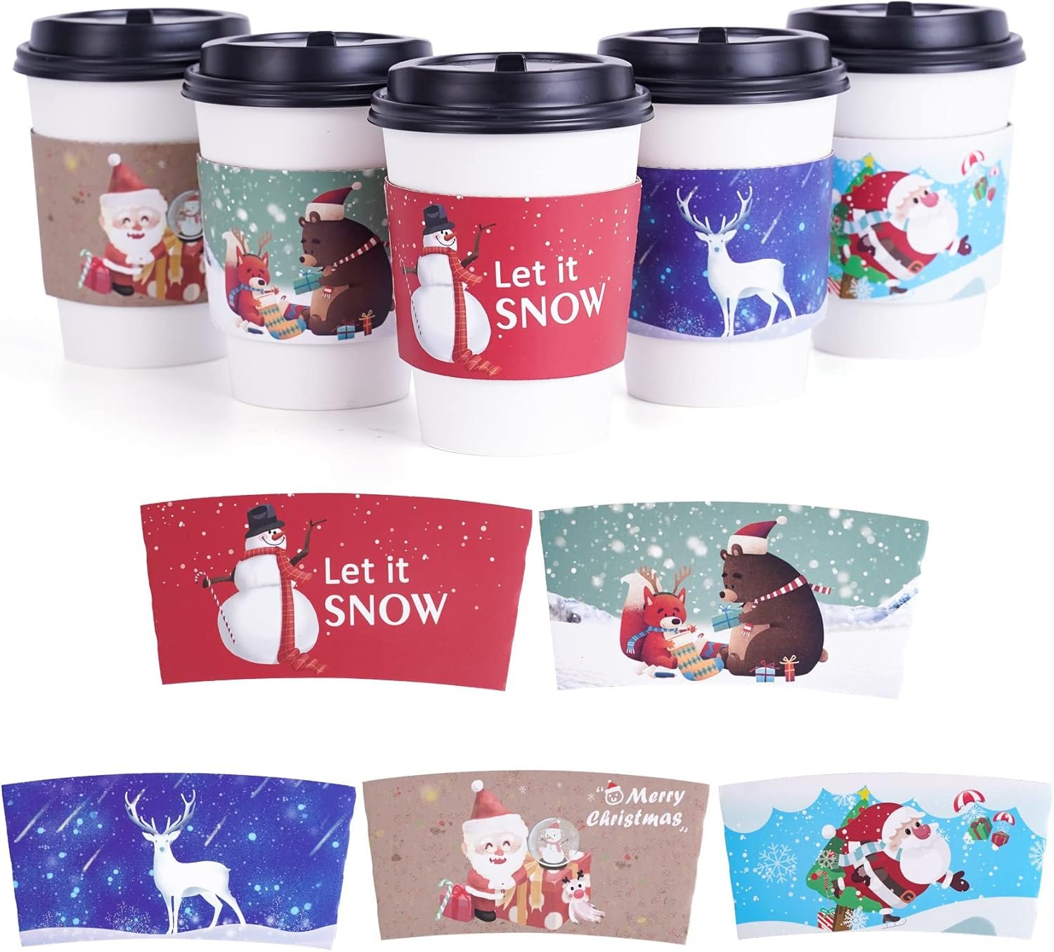 Logo Personalizado 120 piezas de mangas para taza de café navideñas, aptas para tazas de 12 a 20 oz, con 5 diseños personalizados diferentes para chocolate caliente, café, cacao, té o bebidas frías, Proveedor confiable. Logo Personalizado 120 piezas de mangas para taza de café navideñas, aptas para tazas de 12 a 20 oz, con 5 diseños personalizados diferentes para chocolate caliente, café, cacao, té o bebidas frías, Proveedor confiable.