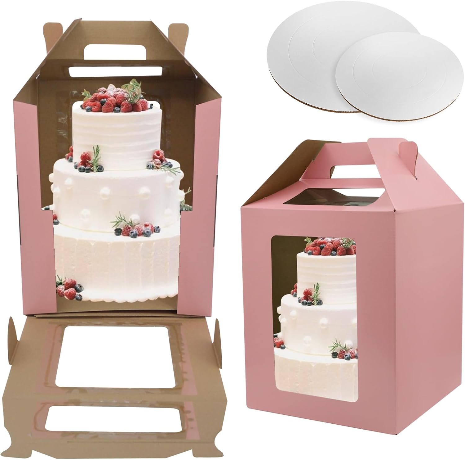 Logo Personalizado, 2 Paquetes de Cajas Altas para Pasteles con Ventana, Grandes Niveles de 10x10x12 y 12x12x14 Pulgadas con 2 Tableros para Pasteles, Contenedores Desechables para Transporte, Proveedor para Bodas y Cumpleaños. Logo Personalizado, 2 Paquetes de Cajas Altas para Pasteles con Ventana, Grandes Niveles de 10x10x12 y 12x12x14 Pulgadas con 2 Tableros para Pasteles, Contenedores Desechables para Transporte, Proveedor para Bodas y Cumpleaños.