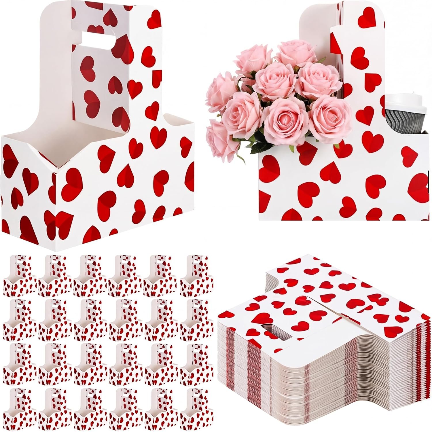 Logo Personalizado 24 Pcs Soporte de Bebidas con Asas en Forma de Corazón Rojo, Portable y Desechable, Ideal para Café y Bebidas Frías, Marca Blanca, Proveedor de Suministros para Fiestas Galentines. Logo Personalizado 24 Pcs Soporte de Bebidas con Asas en Forma de Corazón Rojo, Portable y Desechable, Ideal para Café y Bebidas Frías, Marca Blanca, Proveedor de Suministros para Fiestas Galentines.