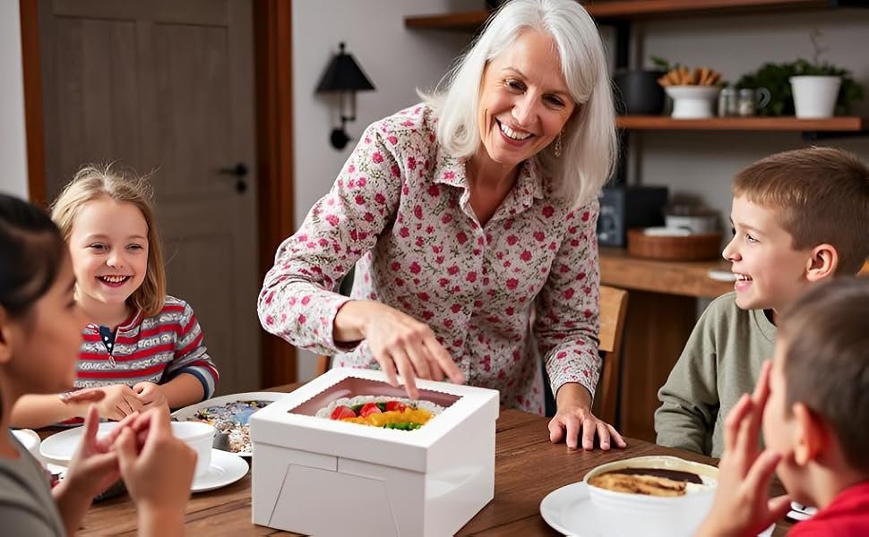 Logo Personalizado 40Pack de Cajas de Pasteles de 12 Pulgadas con Tableros (20 cajas y 20 tableros) para Pasteles Multicapa y Chocolates, Cajas Blancas con Ventana, Marca Blanca, Proveedor.