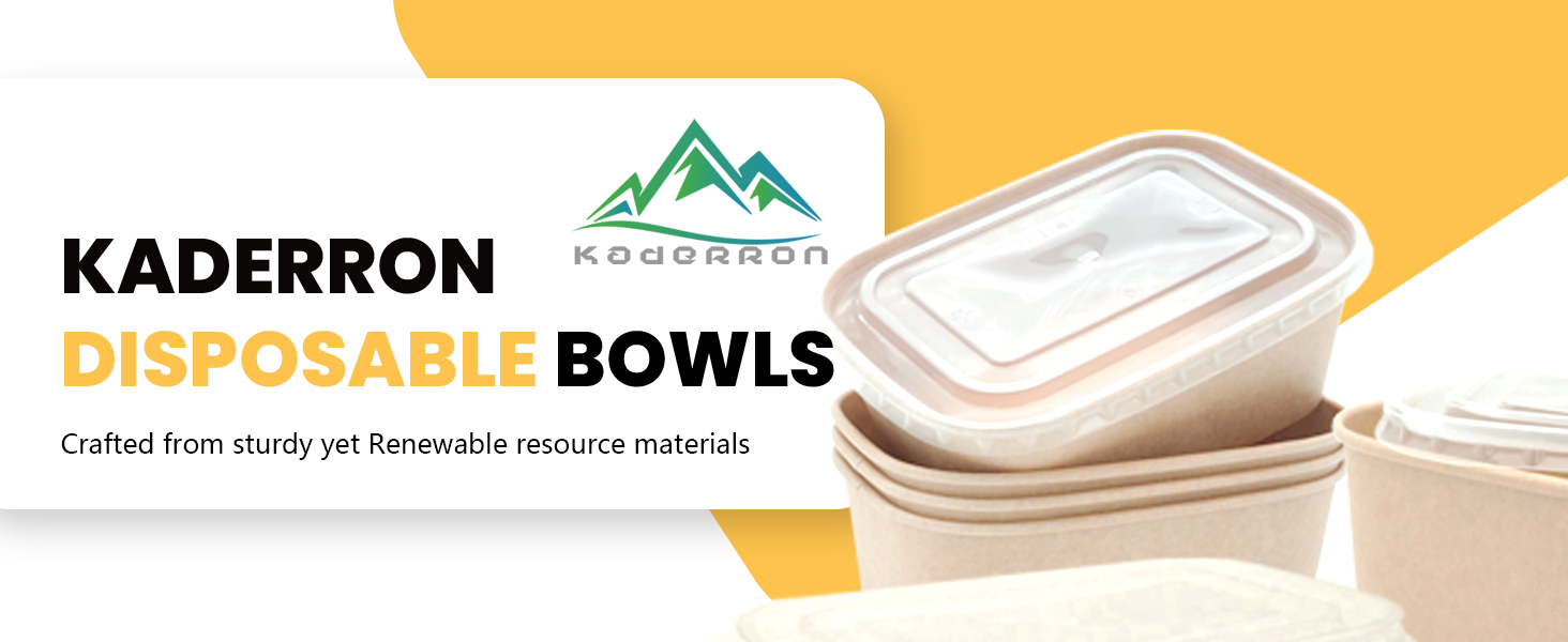 Logo Personalizado 50 Pack de 25 OZ Grandes Cuencos de Papel con Tapa, Contenedor Desechable Compostable, Cuencos Desechables a Granel Resistentes al Agua y Apto para Microondas para Uso Caliente/Frío, Proveedor de Soluciones Ecológicas.