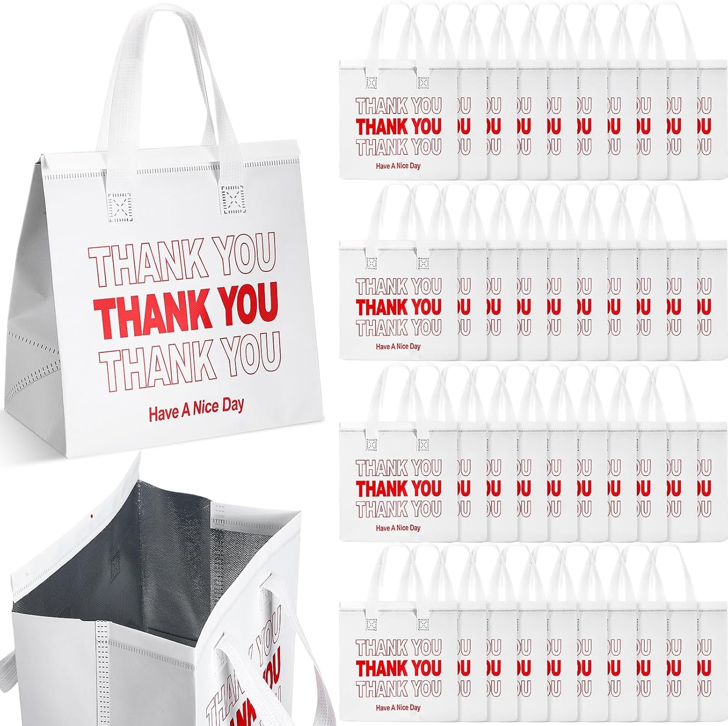 Logo Personalizado Bolsas Térmicas Aislantes para Comida a Granel 80 Pcs 9.5 x 9.5 x 6 Pulgadas para Comida Fría y Caliente, Ideal para Viajes, Pizza, Café, Leche, Catering, Restaurante y Picnic, Proveedor