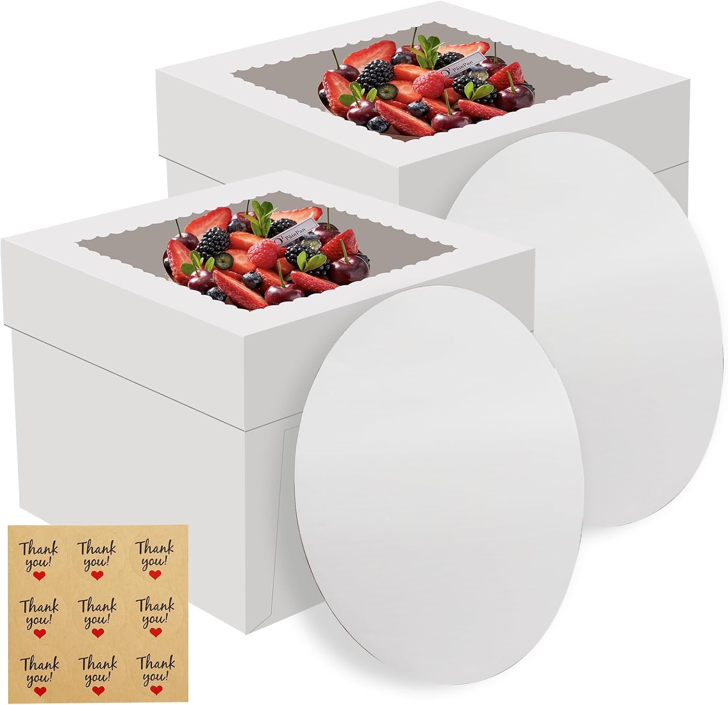 Logo Personalizado Cajas de Pastel de 2 Paquetes de 10x10x8 Pulgadas con Bases para Pasteles, Contenedor Desechable para Transporte de Pasteles con Tapa, Cajas de Panadería Blancas con Ventana, Marca Blanca, Proveedor. Logo Personalizado Cajas de Pastel de 2 Paquetes de 10x10x8 Pulgadas con Bases para Pasteles, Contenedor Desechable para Transporte de Pasteles con Tapa, Cajas de Panadería Blancas con Ventana, Marca Blanca, Proveedor.