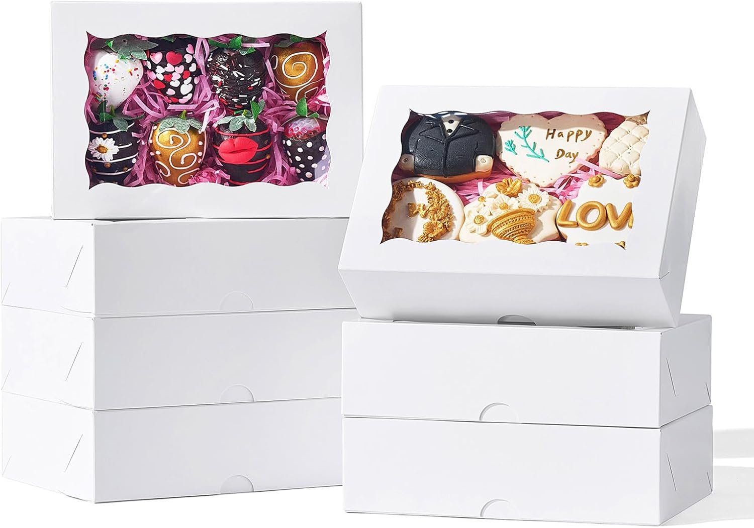 Logo Personalizado Cajas de Pastelería 8x5x2 Pulgadas 51PCS con Ventana para Galletas, Fresas Cubiertas de Chocolate, Cakepops y Trufas. Proveedor de Packaging para Fiestas y Regalos. Logo Personalizado Cajas de Pastelería 8x5x2 Pulgadas 51PCS con Ventana para Galletas, Fresas Cubiertas de Chocolate, Cakepops y Trufas. Proveedor de Packaging para Fiestas y Regalos.