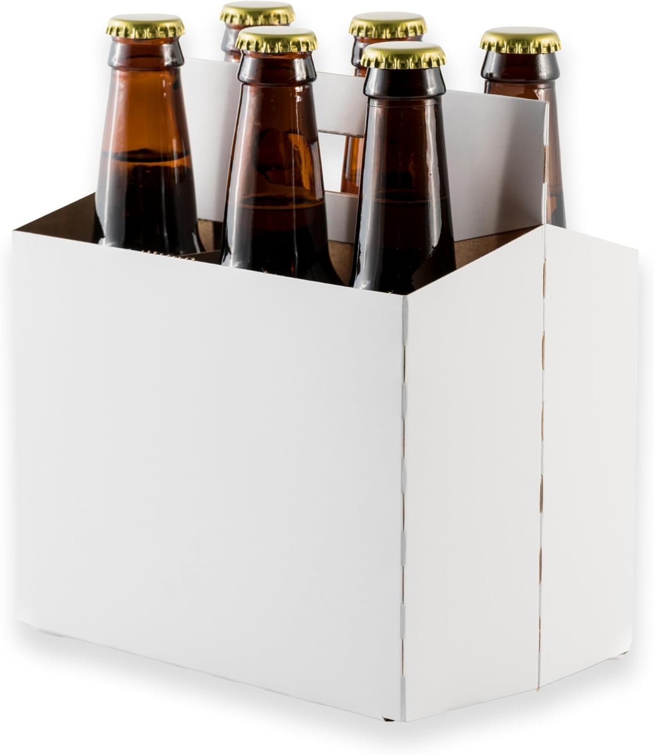 Logo Personalizado Carrier de Cartón 6pk (Blanco, 150 unidades) | Acomoda 6 botellas de 12oz | Proveedor de envases - Envío rápido el mismo día