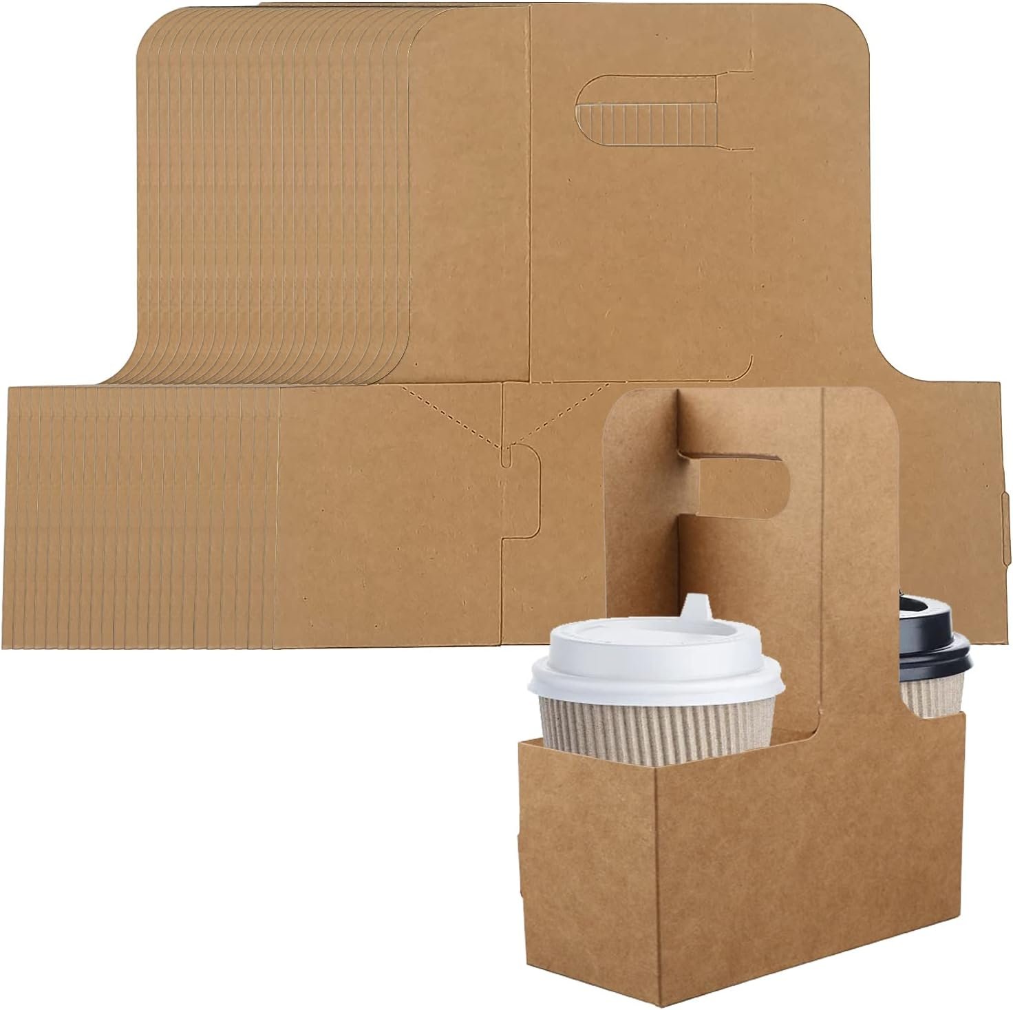 Logo Personalizado Portacopas de 2 Tazas con Asa, 20 Pack Portacopas de Papel Kraft Desechables para Bebidas Calientes o Frías, Soporte de Tazas para Restaurantes y Delivery, Proveedor de Soluciones de Embalaje. Logo Personalizado Portacopas de 2 Tazas con Asa, 20 Pack Portacopas de Papel Kraft Desechables para Bebidas Calientes o Frías, Soporte de Tazas para Restaurantes y Delivery, Proveedor de Soluciones de Embalaje.