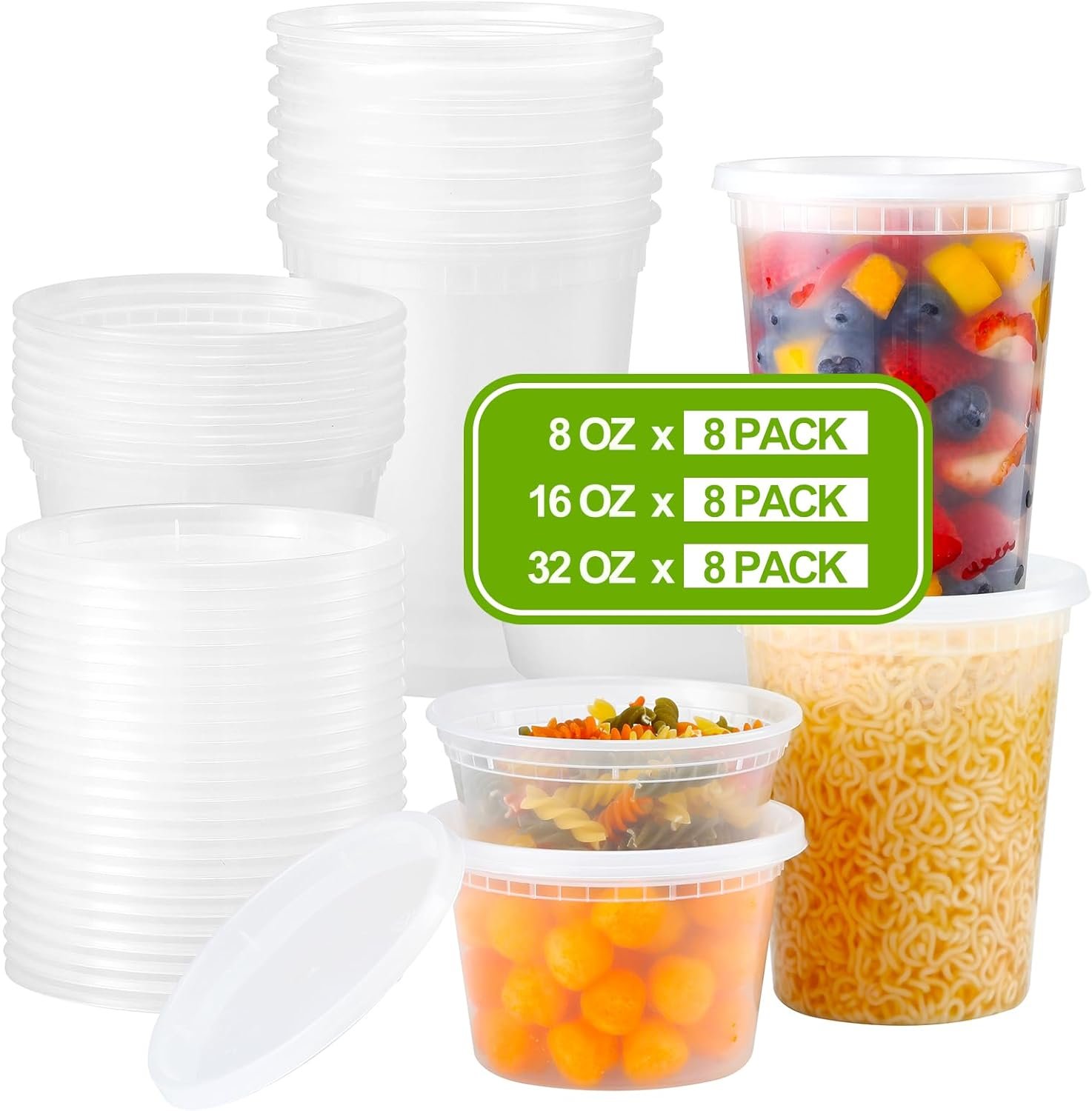 Logo Personalizado - Set de 24 Contenedores de Plástico para Alimentos con Tapas, variedad de 8 oz, 16 oz y 32 oz, recipientes herméticos para almacenamiento de comida, apto para congelador, lavavajillas y microondas, marca blanca de Proveedor para almacenamiento de comida para llevar. Logo Personalizado - Set de 24 Contenedores de Plástico para Alimentos con Tapas, variedad de 8 oz, 16 oz y 32 oz, recipientes herméticos para almacenamiento de comida, apto para congelador, lavavajillas y microondas, marca blanca de Proveedor para almacenamiento de comida para llevar.