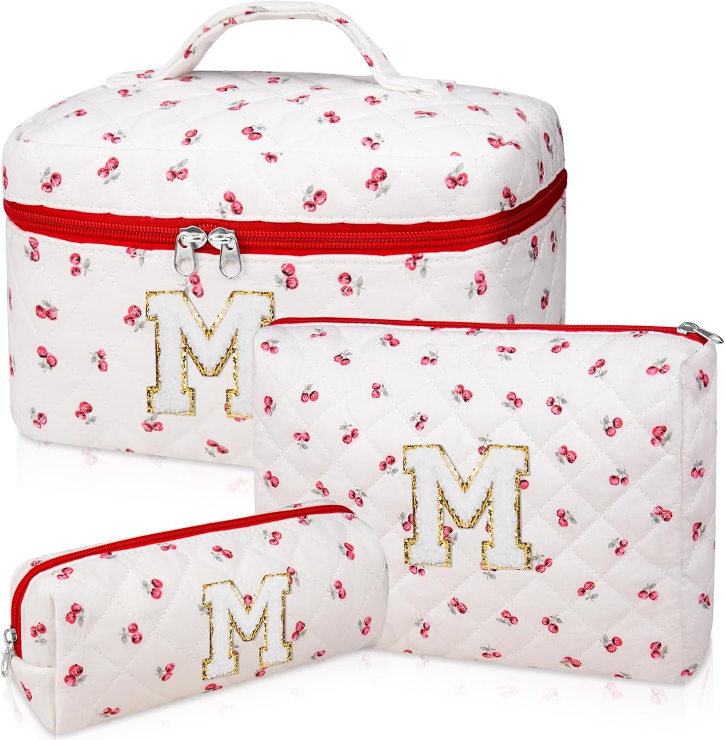 Logo Personalizado Set de Neceseres de Maquillaje, Bolso de Cosméticos Floral Grande para Mujeres, Divertidos Neceser de Algodón Personalizados, Bolso de Aseo de Viaje para Regalo de adolescente, Fabricante de Productos Trendy.