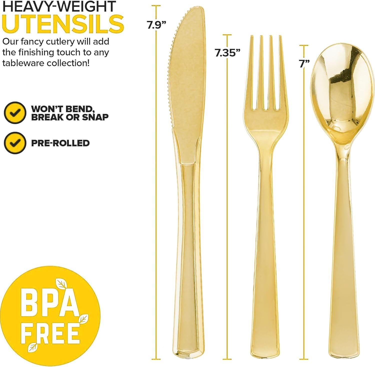 Logo Personalizado Set de Utensilios Desechables 400PCS en Oro Plástico - Cubiertos de Oro Resistente con 100 Paquetes Envuelto y Servilletas para Fiestas, Cenas y Bodas - Proveedor de Soluciones de Marca Blanca Logo Personalizado Set de Utensilios Desechables 400PCS en Oro Plástico - Cubiertos de Oro Resistente con 100 Paquetes Envuelto y Servilletas para Fiestas, Cenas y Bodas - Proveedor de Soluciones de Marca Blanca