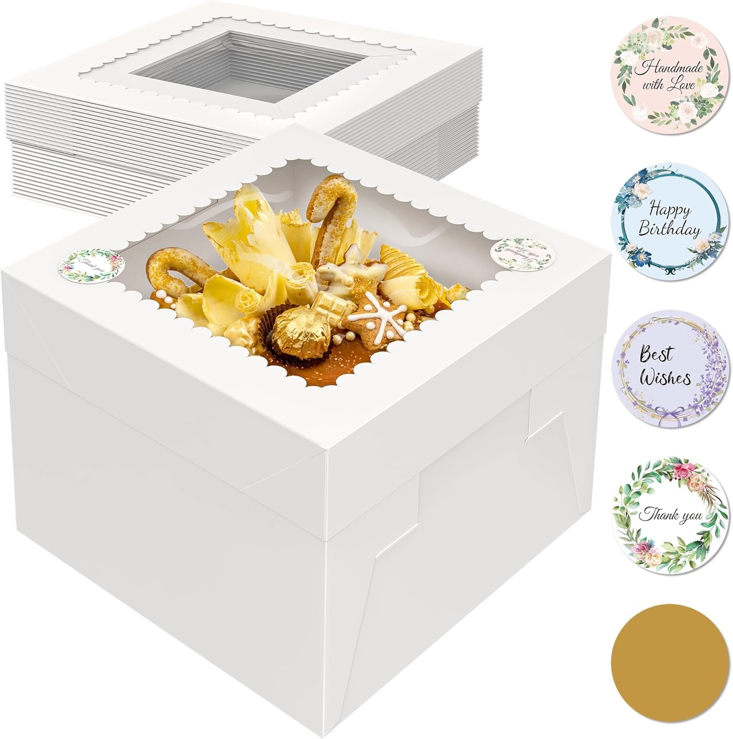Logo Personalizado para 15 Piezas de Cajas de Pasteles Altas de 10x10x8 Pulgadas con Ventana, Cajas Blancas para Cheesecake, Cajas de Cartón Grandes para Repostería con 90 Etiquetas para Tartas, Fiestas de Cumpleaños, Marca Blanca de Proveedor. Logo Personalizado para 15 Piezas de Cajas de Pasteles Altas de 10x10x8 Pulgadas con Ventana, Cajas Blancas para Cheesecake, Cajas de Cartón Grandes para Repostería con 90 Etiquetas para Tartas, Fiestas de Cumpleaños, Marca Blanca de Proveedor.