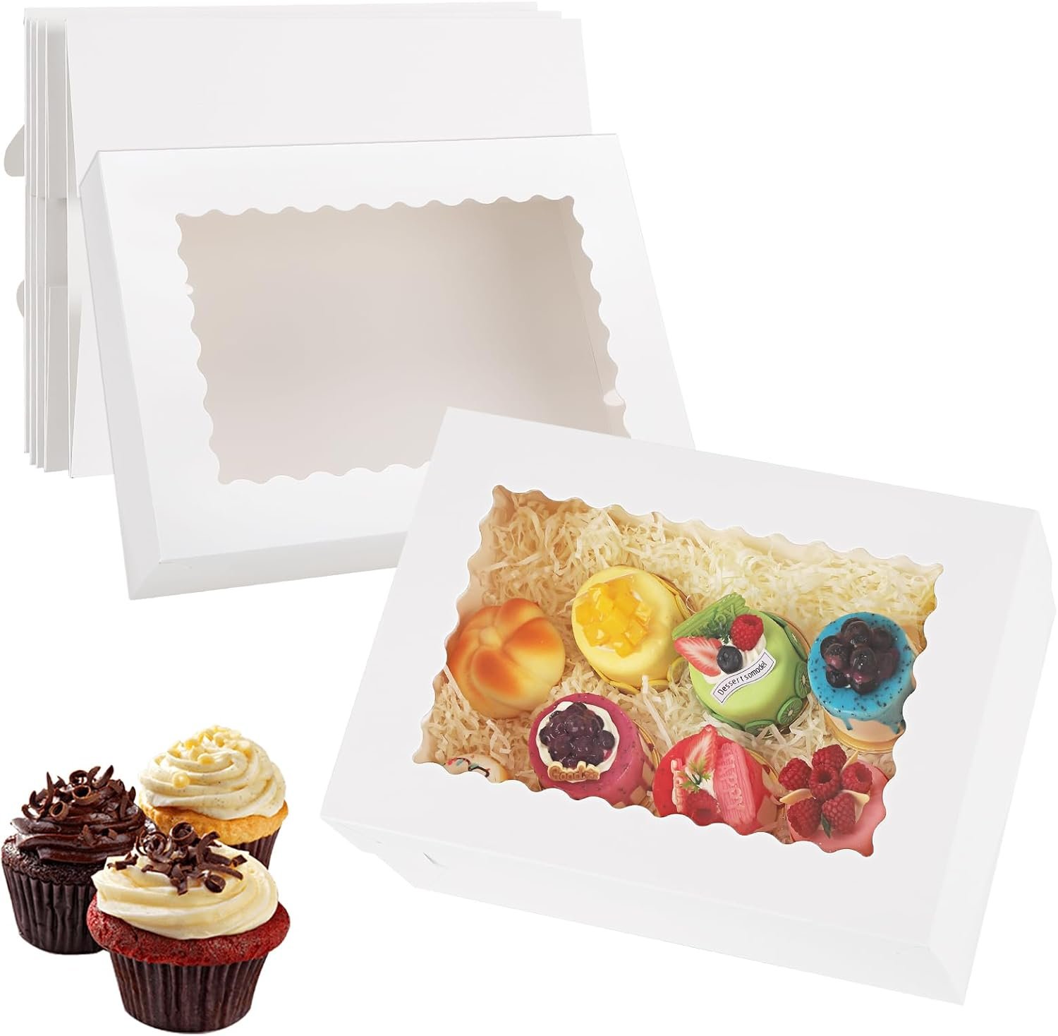 Logo Personalizado para 24 Sets de Cajas de Pastelería Blancas 14x10x4in con Ventana, Cajas Rectangulares Grandes para Pasteles, Donas, Cupcakes y Tartas, Marca Blanca de Proveedor. Logo Personalizado para 24 Sets de Cajas de Pastelería Blancas 14x10x4in con Ventana, Cajas Rectangulares Grandes para Pasteles, Donas, Cupcakes y Tartas, Marca Blanca de Proveedor.