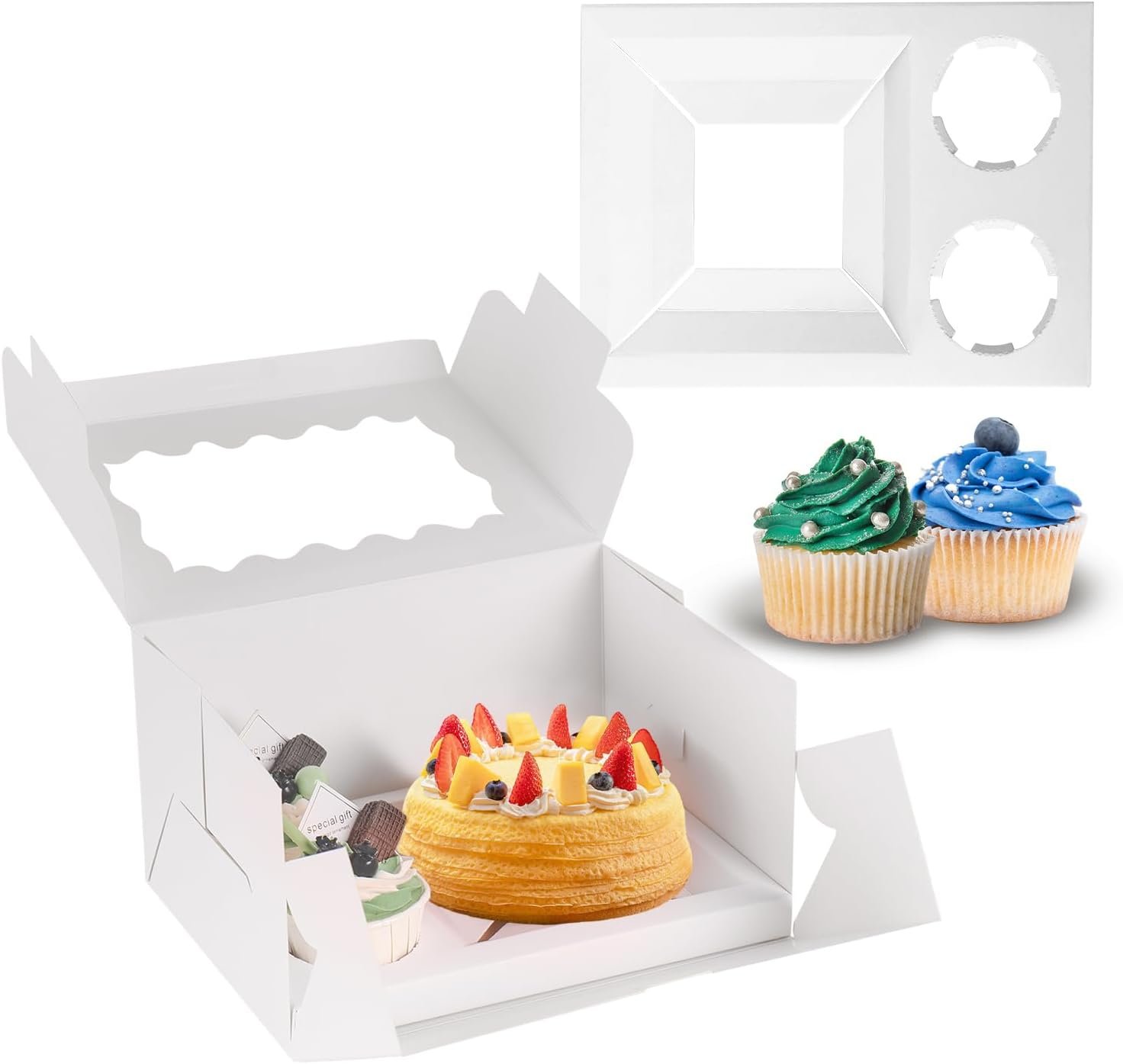 Logo Personalizado para Caja de Bento de Pastel y Cupcakes, 8 Packs con 3 Agujeros que Acomodan 2 Cupcakes y 1 Mini Pastel, Ventana Transparente y Stickers, Perfecto para Bodas y Cumpleaños, Proveedor de Artículos de Pastelería. Logo Personalizado para Caja de Bento de Pastel y Cupcakes, 8 Packs con 3 Agujeros que Acomodan 2 Cupcakes y 1 Mini Pastel, Ventana Transparente y Stickers, Perfecto para Bodas y Cumpleaños, Proveedor de Artículos de Pastelería.
