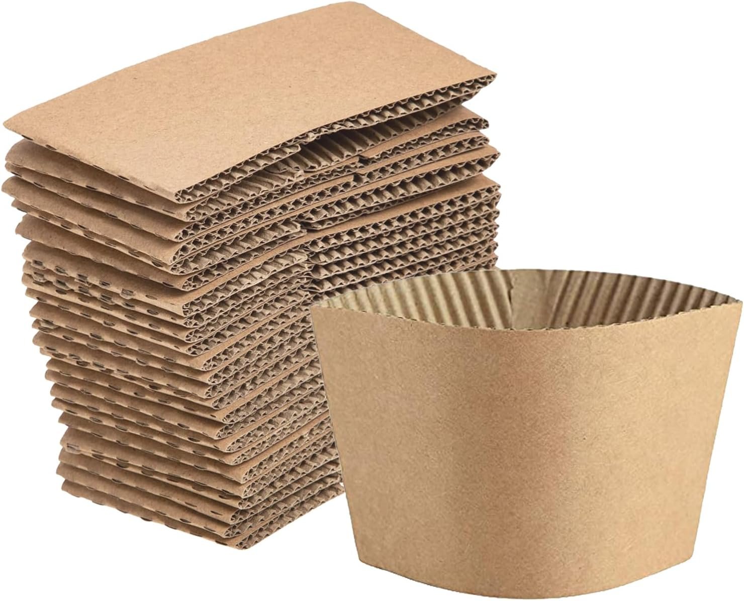 Logo Personalizado para Manga de Café de 500 PCS, Ideal para Vasos de 12oz, 16oz, 20oz, 22oz y 24oz, Manga de Papel Kraft Perfecta para Bebidas Calientes, Desechable y Reciclable en Color Marrón, Proveedor de Envases Sostenibles.