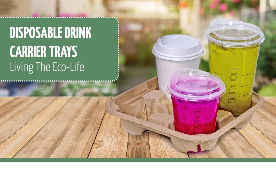 Logo Personalizado para Porta Vasos de 2 Tazas (Paquete de 50), portátil y biodegradable, soporte para bebidas frías o calientes, ideal para entregas, Marca Blanca, proveedor eco-amigable.