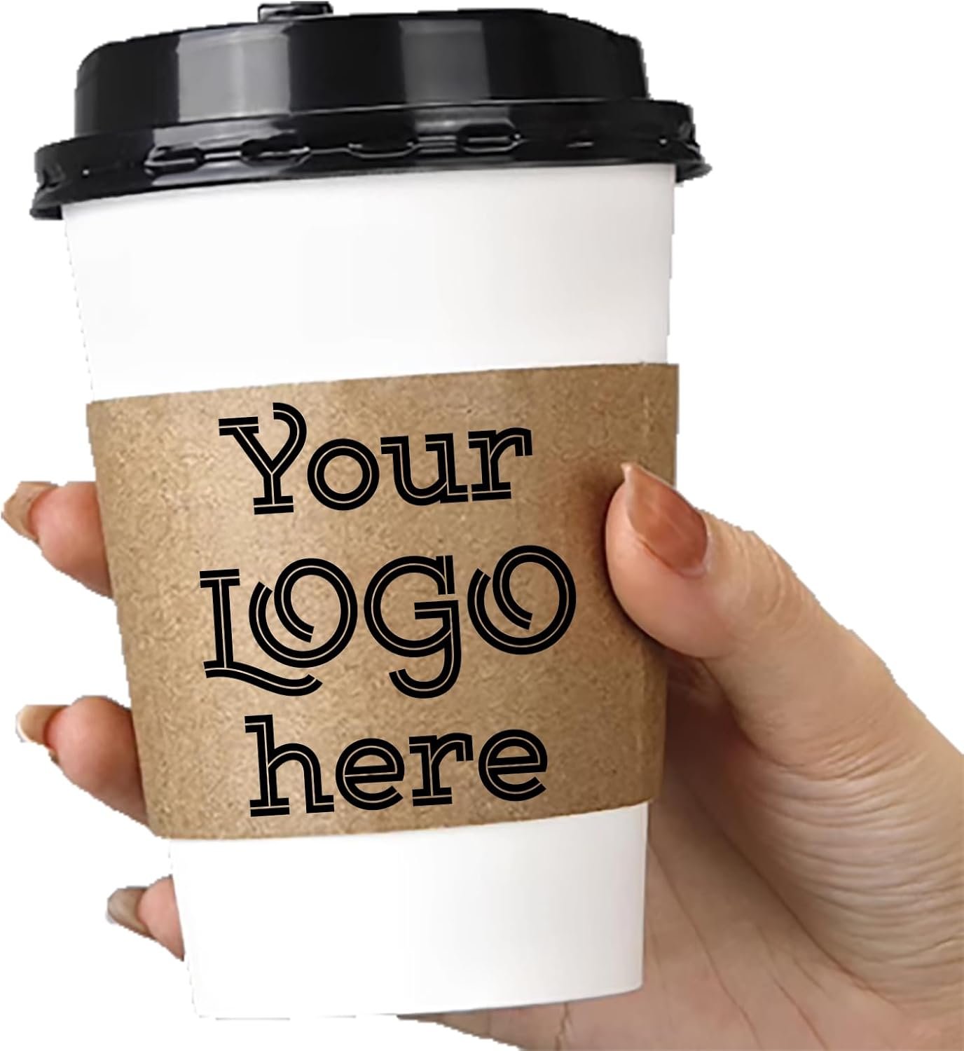 Logotipo Personalizado 50 Mangas de Papel para Tazas de Café Desechables con Lids y Mangas de Kraft Tazas de Café con Marca Blanca de Fábrica