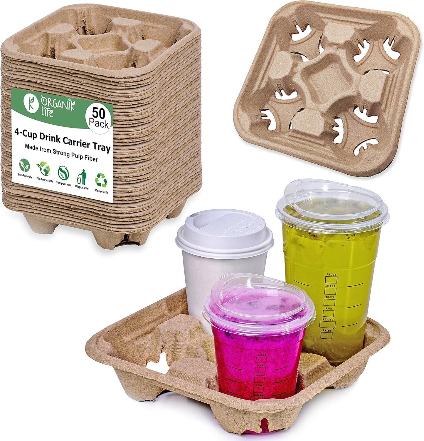 Portacupés de 4 tazas (50 unidades), Holder desechable biodegradable y ecológico, ideal para el transporte de bebidas frías o calientes, con personalización de logo, perfecto para entrega de comida en automóvil, fabricado por un proveedor especializado. Portacupés de 4 tazas (50 unidades), Holder desechable biodegradable y ecológico, ideal para el transporte de bebidas frías o calientes, con personalización de logo, perfecto para entrega de comida en automóvil, fabricado por un proveedor especializado.