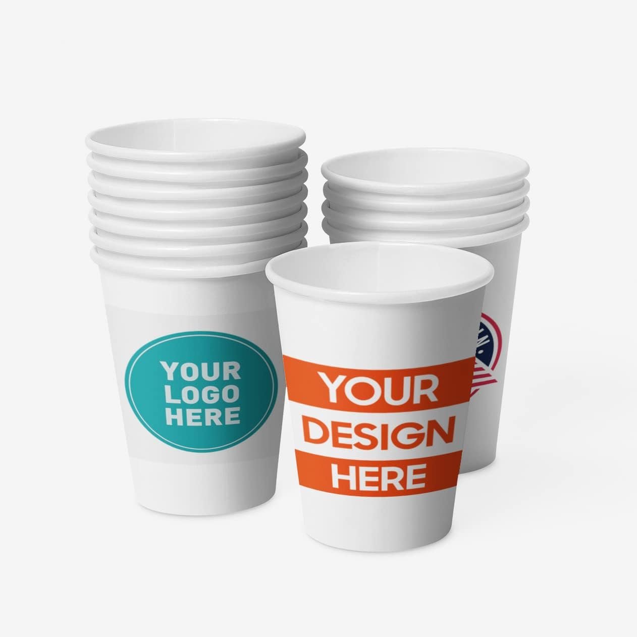 Tazas con Logo Personalizado – Vasos de papel personalizados para bebidas calientes y frías – Tazas para tiendas, oficinas y negocios – Tazas personalizadas y resistentes con logotipo (50 unidades de 12oz) de Proveedor.