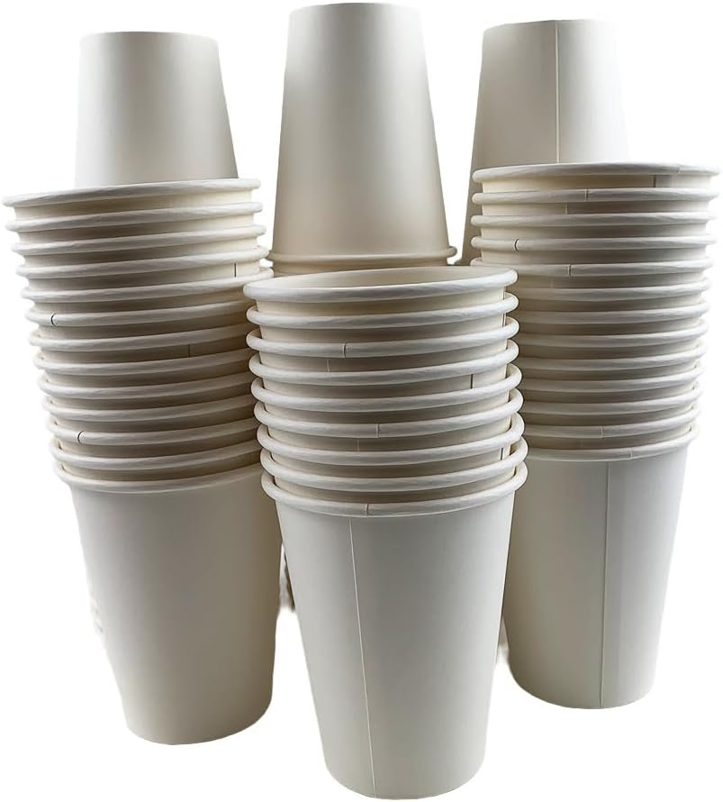 Tazas de papel desechables blancas de 16 oz para bebidas frías y calientes, personalizadas con logotipo, ideales para oficina, hogar, fiestas y uso diario, 100 unidades - Proveedor de soluciones eficaces.