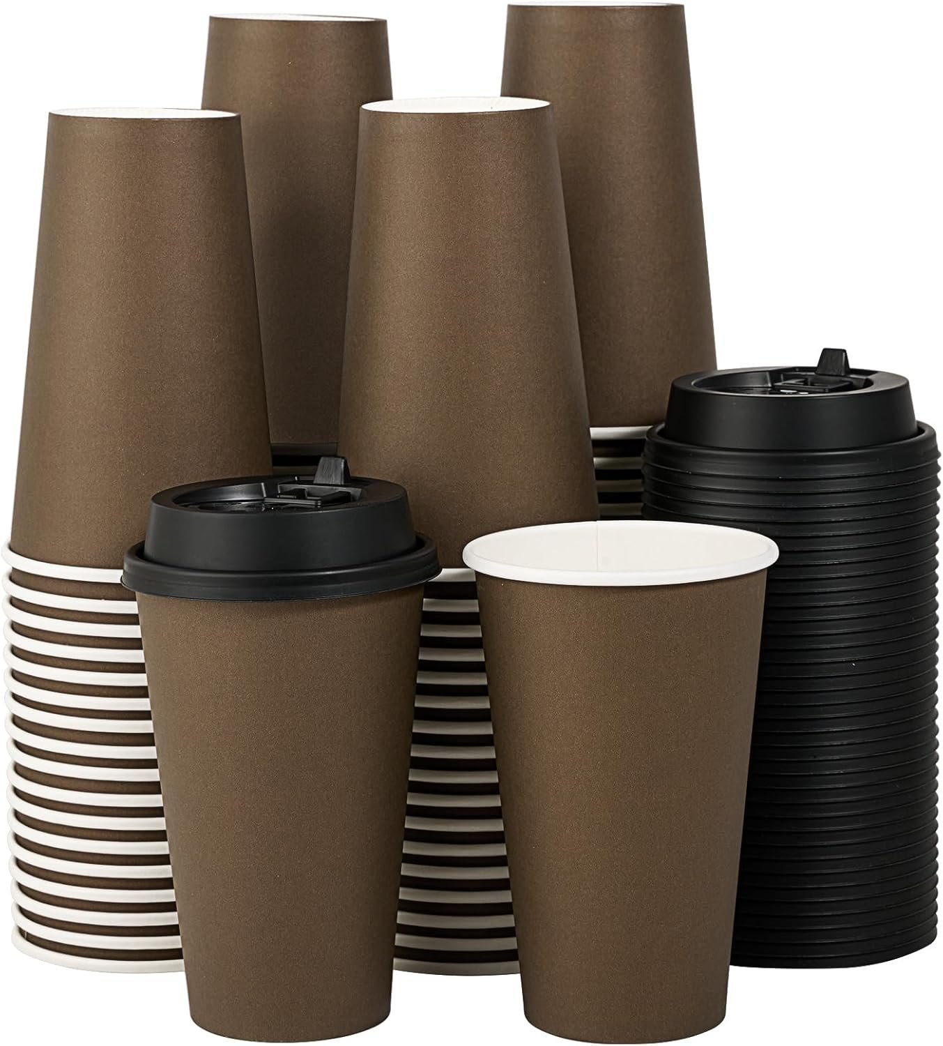 Tazas de papel desechables de 16 oz con tapa, ideal para café, agua, jugo o té, personalizadas con logo, para hogar, restaurante, tienda y café, disponibles en nuestra fábrica.